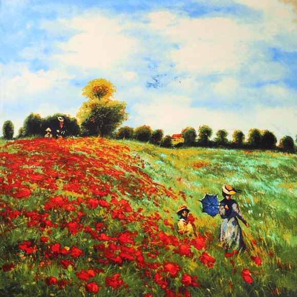 Grace Scarves 100% Silk, van Gogh & Monet collection, Monet, Corn Poppies - Picture 4 of 7